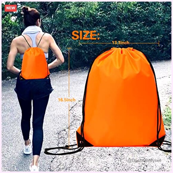 Polyester Drawstring Backpack, Gym Sports Cinch Bag for Women Men